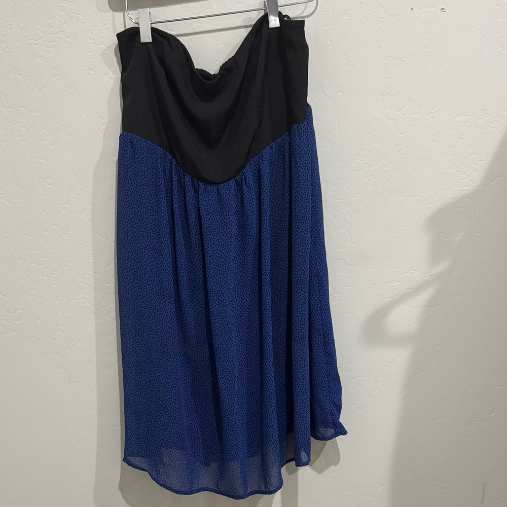Torrid Strapless Black and Blue mini dress